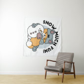 Schnee viel Spaß Katze Winterurlaub Design Wandteppich (Beispiel (Horizontal))