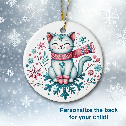Schnee viel Spaß Weihnachts Kitty Cat Keramik Ornament
