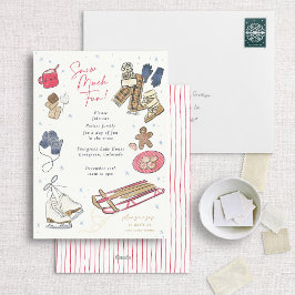 Schnee viel Spaß Winter Party Wasserfarbeneinladun Feiertagskarte