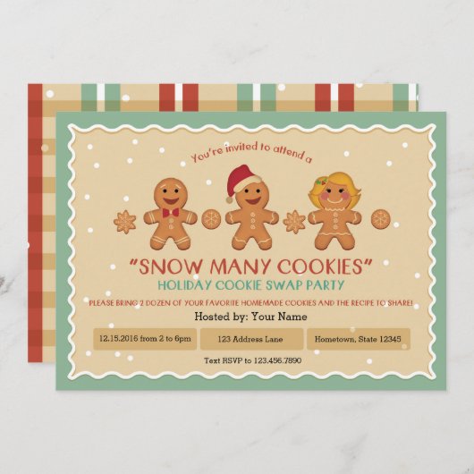 Schnee viele Cookies "Cookie Swap"-Party Einladung (Vorne/Hinten)