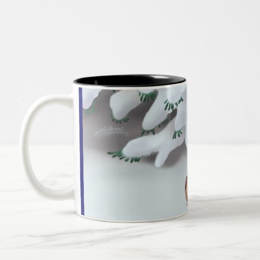 SCHNEE-VÖGEL durch SHARON SHARPE Zweifarbige Tasse (Links)