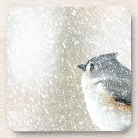 Schnee-Vogel Getränkeuntersetzer (Vorderseite)