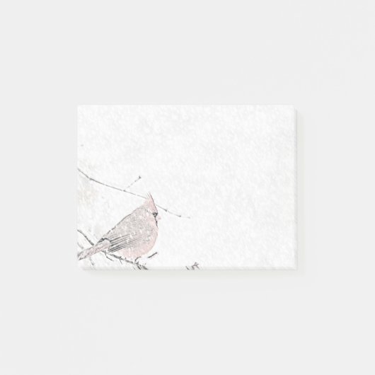 Schnee-Vogel Post-it Klebezettel (Vorderseite)