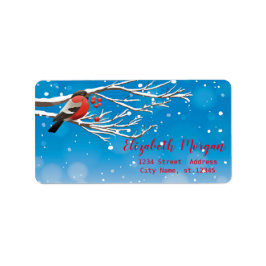 Schnee, Vögel, rote Berries, Baumzweig Adressaufkleber