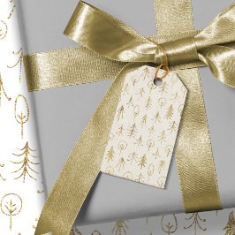 Schnee von weißen goldfarbenen Winterschwärmen Geschenkanhänger