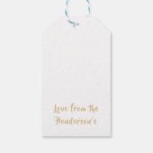 Schnee von weißen goldfarbenen Winterschwärmen Geschenkanhänger (Rückseite)