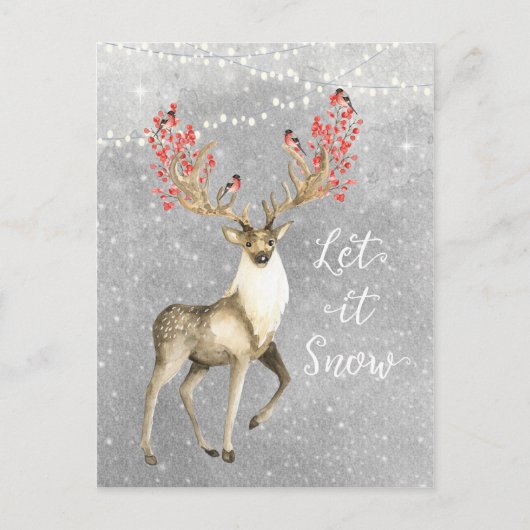 Schnee Weihnachten Hirsche Postkarte (Vorderseite)