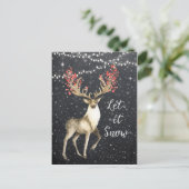 Schnee Weihnachten Hirsche Postkarte (Stehend Vorderseite)