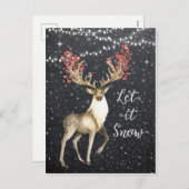 Schnee Weihnachten Hirsche Postkarte (Vorne/Hinten)