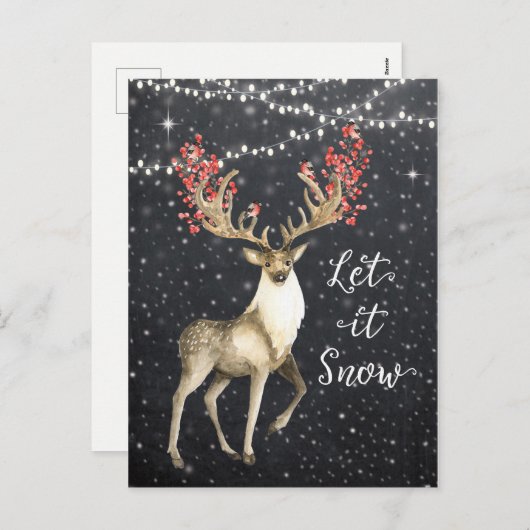 Schnee Weihnachten Hirsche Postkarte (Vorne/Hinten)