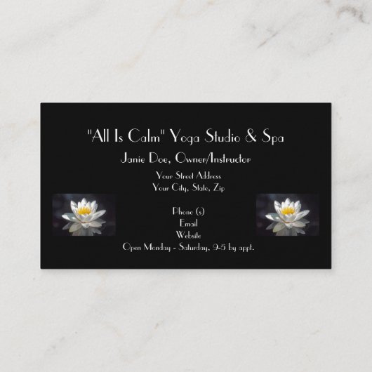 "SCHNEE WEISS VOLL ÖFFNET LOTUS BLOSSOM AUF SCHWAR VISITENKARTE (Rückseite)