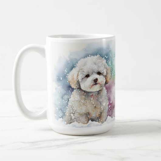 SCHNEE WINTER BICHON FRISE DOG FACE KAFFEETASSE (Links)