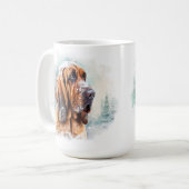 SCHNEE WINTER BLOODHOUND HUNDE-GESICHT KAFFEETASSE (Vorderseite Links)