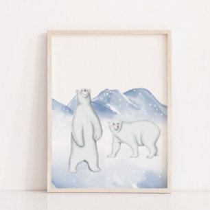 Schnee Winter Eisbär Arktis Kinderzimmer Wanddekor Poster