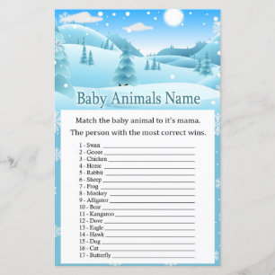Schnee Winter Forest Baby Tiere Name Spiel