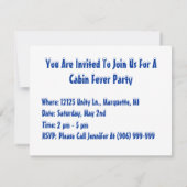 Schnee-Winter-Kabinen-Fieber-Party Einladungen (Rückseite)