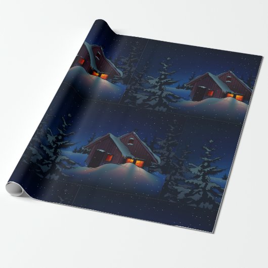 Schnee-Winter-Nachtwrapping Paper Geschenkpapier (Ungerollt)