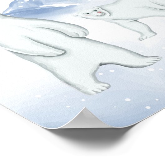 Schnee Winter Polar Bär arktisches Kinderzimmer Wa Poster (Ecke)