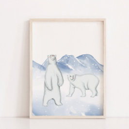 Schnee Winter Polar Bär arktisches Kinderzimmer Wa Poster