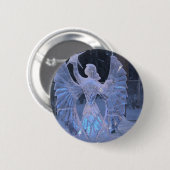Schnee-Winter-Skulpturengel Christentums-Glaube Button (Vorne & Hinten)