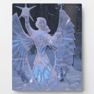 Schnee-Winter-Skulpturengel Christentums-Glaube Fotoplatte