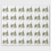 Schnee Winter Szene Pine Lamp Wasserfarbe Weihnach Geschenkpapier (Flach)