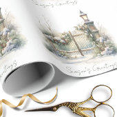 Schnee Winter Szene Pine Lamp Wasserfarbe Weihnach Geschenkpapier