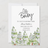 Schnee-Winter-Wald Babydusche Einladung (Vorderseite)