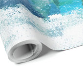 Schnee Winter Weihnachten Blau & Grüne Szene Geschenkpapier (Rolleneckpunkt)