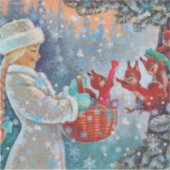 Schnee Winter Weihnachten Niedliches Mädchen mit E Aufkleber (Vorderseite)