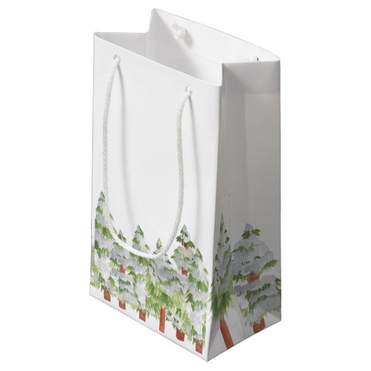 Schnee Winterpferde Weihnachtsgeschenk Kleine Geschenktüte (Vorderseite Schrägansicht)