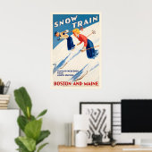 Schnee-Züge Skifahren Boston und Maine Vintage-Ski Poster (Heimbüro)