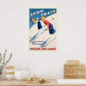 Schnee-Züge Skifahren Boston und Maine Vintage-Ski Poster (Küche)