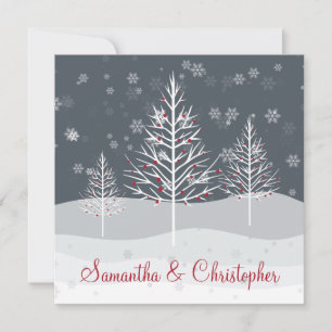 Schneeabend und Winterbäume Hochzeit Einladung