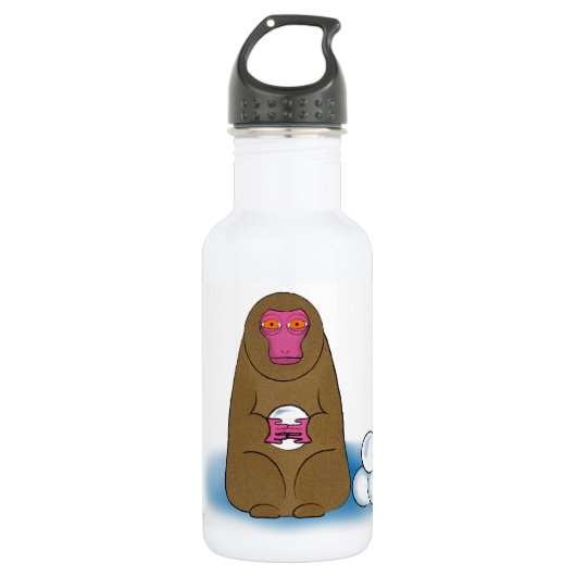 Schneeaffenschneeballkampf Trinkflasche (Vorderseite)