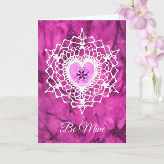 Schneeauffangender Amore-Herzschneeflocken-Grußkar Karte (Orchidee)