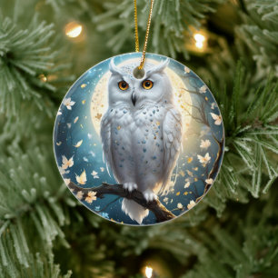 Schneeauge und Mond mit Spargel, Keramik Ornament