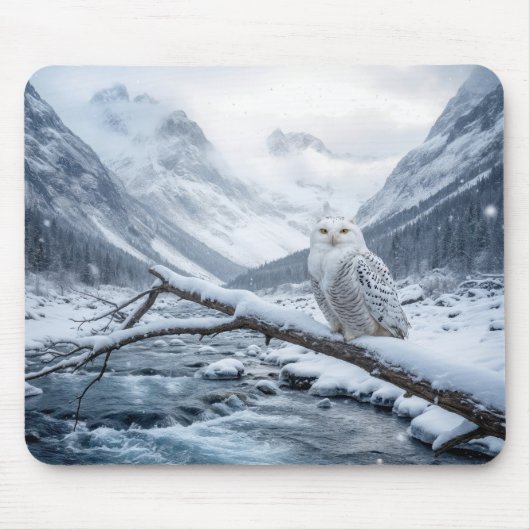 Schneeauschale auf einem Winterbaumzweig Mousepad (Vorne)