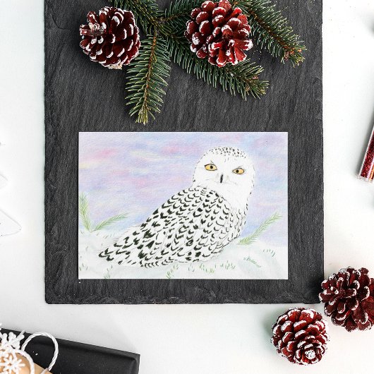 Schneeauschale im Winter Sonnenuntergang Farbstift Postkarte