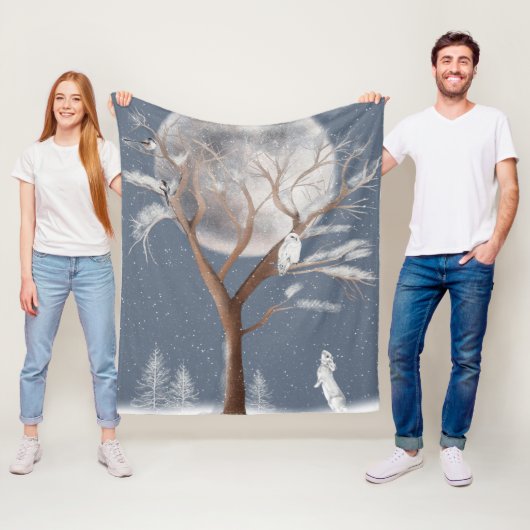 Schneeauschale im Winterbaum und sonnig Fleecedecke (Beispiel)