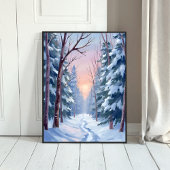 Schneeaustritt | Winterwald-Aquarellmalerei Poster