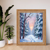 Schneeaustritt | Winterwald-Aquarellmalerei Poster