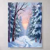 Schneeaustritt | Winterwald-Aquarellmalerei Poster (Vorne)