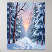 Schneeaustritt | Winterwald-Aquarellmalerei Poster (Vorne)