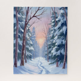 Schneeaustritt | Winterwald-Aquarellmalerei Puzzle
