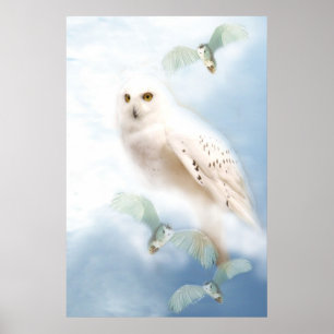 Schneeauwl auf der Leinwand Poster