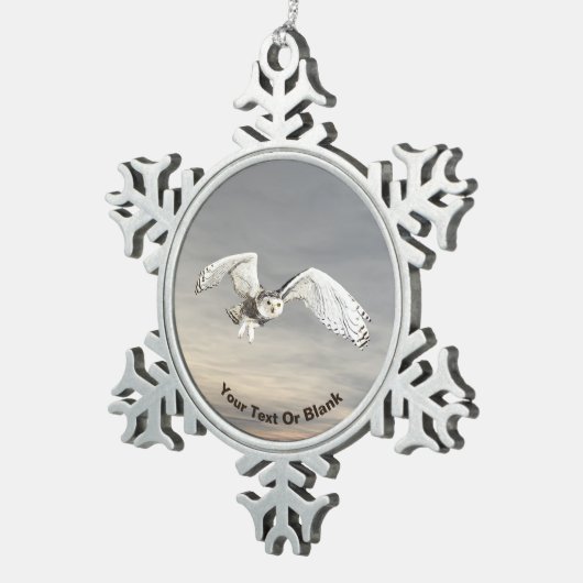 Schneeauwl Schneeflocken Zinn-Ornament (Rechts)