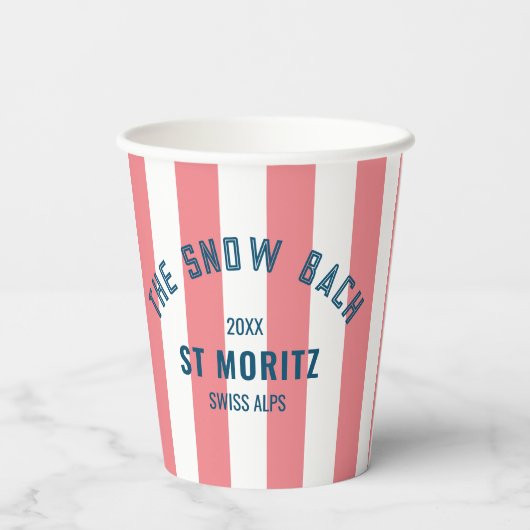 Schneebach Rosa Cabana Stripe Bachelorette Pappbecher (Rückseite)