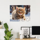 *~* Schneeball backen 5:4 Kätzchen AP68 Poster (Heimbüro)