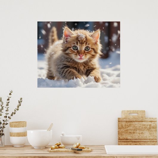 *~* Schneeball backen 5:4 Kätzchen AP68 Poster (Küche)